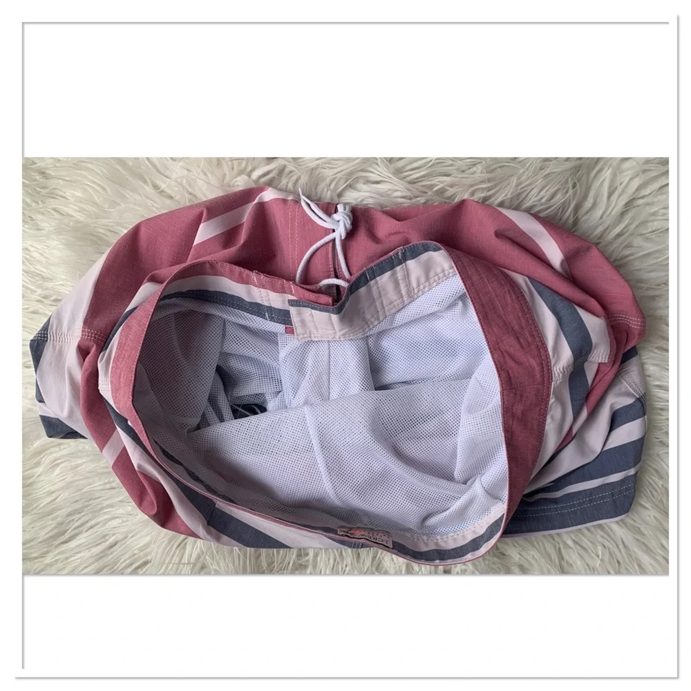 J.Crew Flex Swimwear Swim Trunk Shorts Red White Blue Stripes Size 36